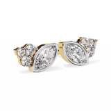 14K White Gold IGI Certified Marquise Diamond Cluster Earrings, D-E Color, VVS/VS Clarity