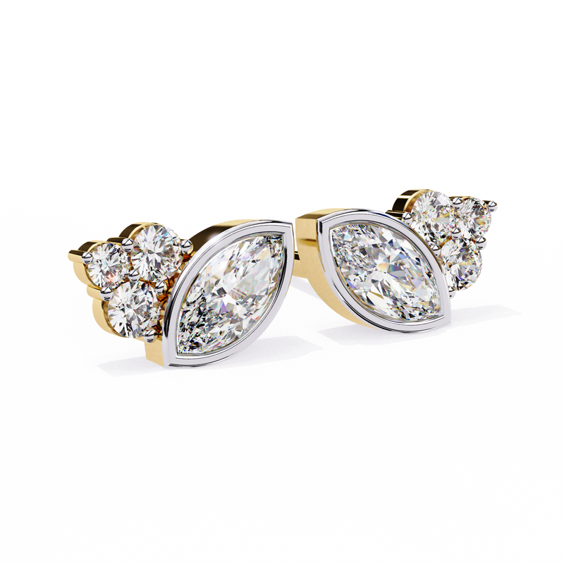 14K White Gold IGI Certified Marquise Diamond Cluster Earrings, D-E Color, VVS/VS Clarity