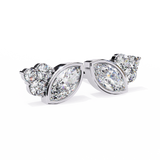 14K White Gold IGI Certified Marquise Diamond Cluster Earrings, D-E Color, VVS/VS Clarity