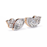 14K White Gold IGI Certified Marquise Diamond Cluster Earrings, D-E Color, VVS/VS Clarity