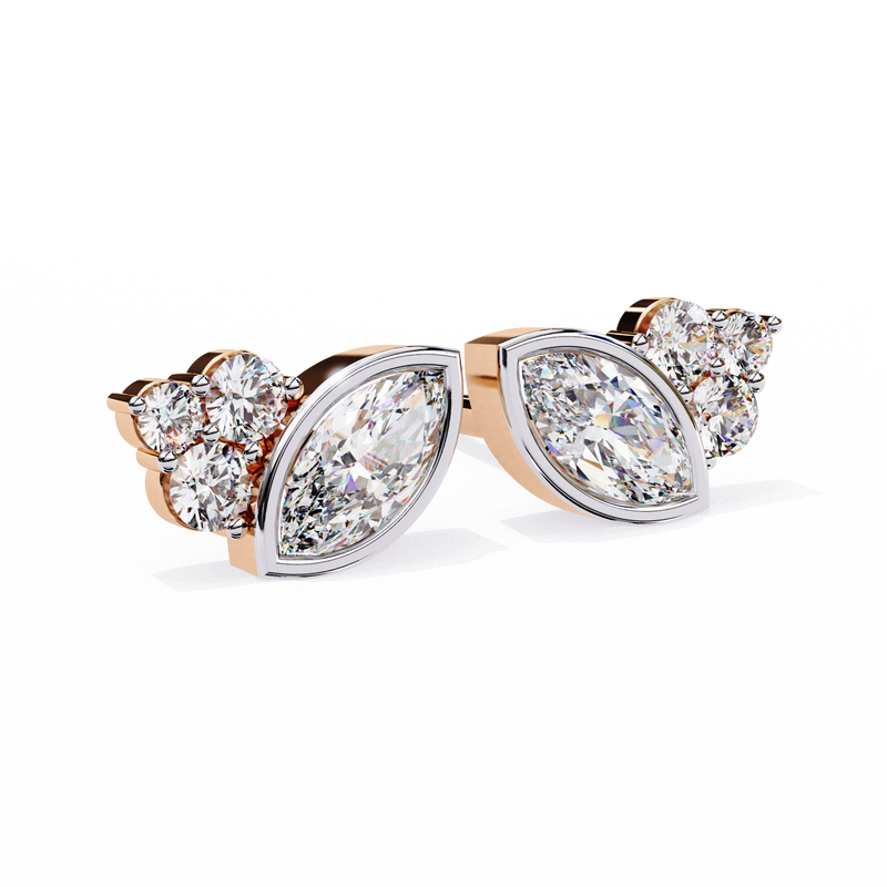 14K White Gold IGI Certified Marquise Diamond Cluster Earrings, D-E Color, VVS/VS Clarity