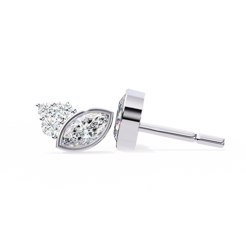 14K White Gold IGI Certified Marquise Diamond Cluster Earrings, D-E Color, VVS/VS Clarity