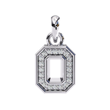 14K White Gold IGI Certified Round & Emerald Diamond Pendant – D-E Color, VVS–VS Clarity, Classic Bail