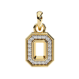 14K White Gold IGI Certified Round & Emerald Diamond Pendant – D-E Color, VVS–VS Clarity, Classic Bail