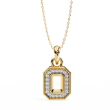 14K White Gold IGI Certified Round & Emerald Diamond Pendant – D-E Color, VVS–VS Clarity, Classic Bail
