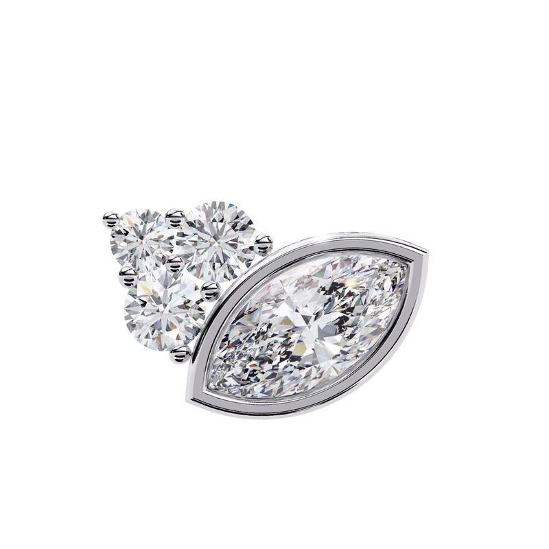 14K White Gold IGI Certified Marquise Diamond Cluster Earrings, D-E Color, VVS/VS Clarity