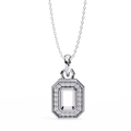 14K White Gold IGI Certified Round & Emerald Diamond Pendant – D-E Color, VVS–VS Clarity, Classic Bail