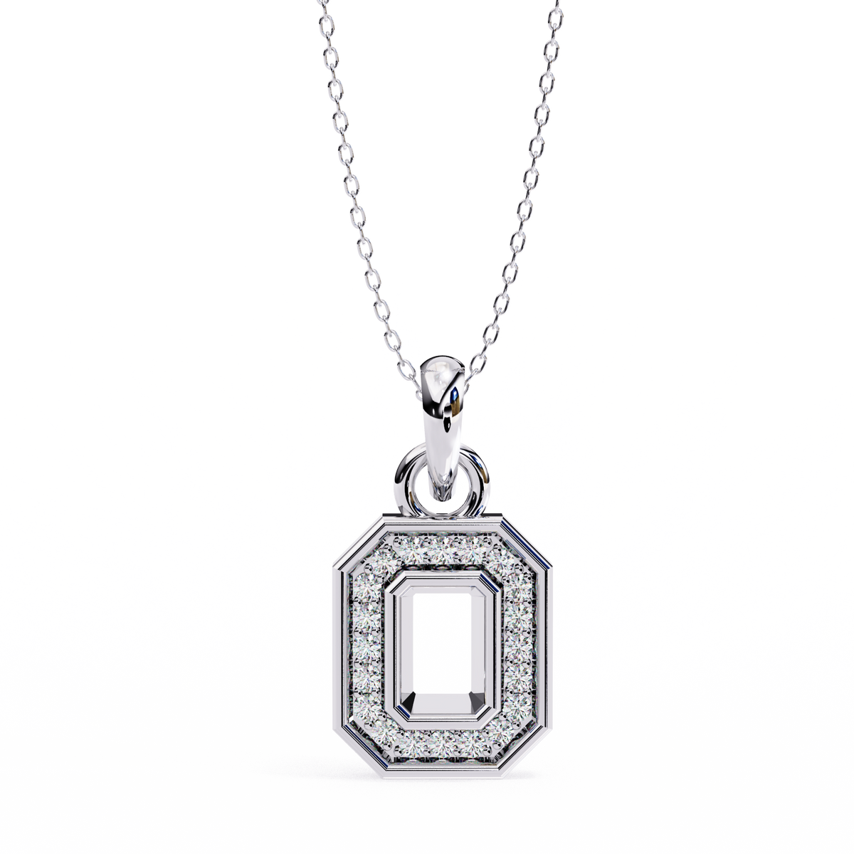 14K White Gold IGI Certified Round & Emerald Diamond Pendant – D-E Color, VVS–VS Clarity, Classic Bail