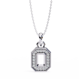 14K White Gold IGI Certified Round & Emerald Diamond Pendant – D-E Color, VVS–VS Clarity, Classic Bail