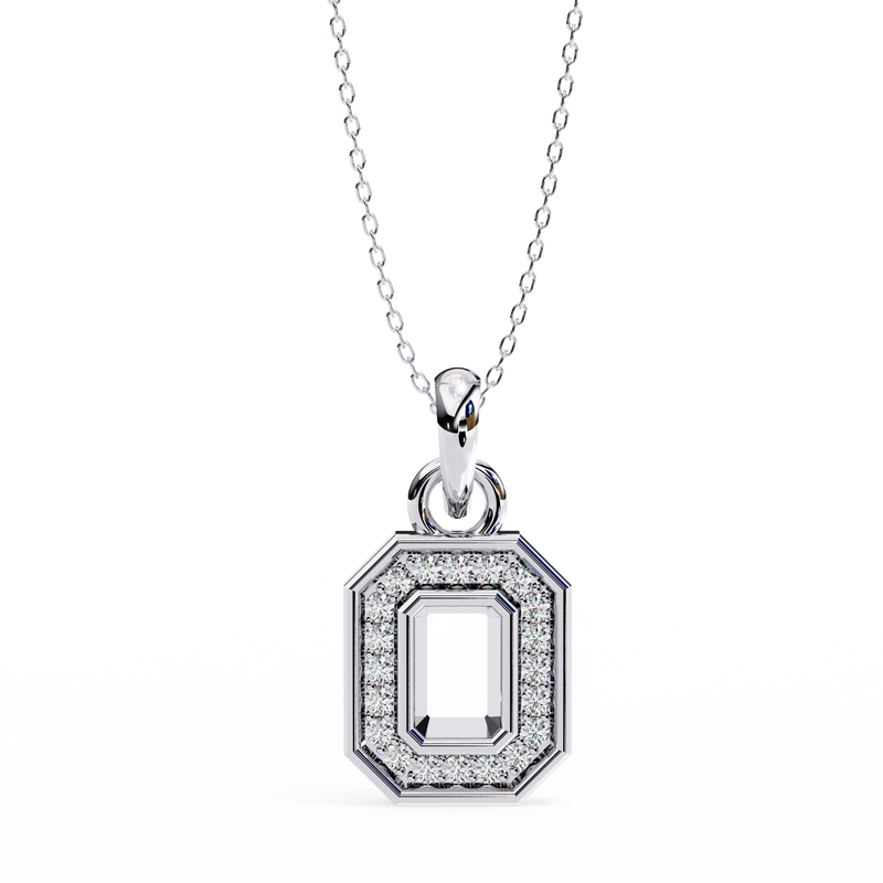 14K White Gold IGI Certified Round & Emerald Diamond Pendant – D-E Color, VVS–VS Clarity, Classic Bail