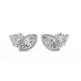 14K White Gold IGI Certified Marquise Diamond Cluster Earrings, D-E Color, VVS/VS Clarity