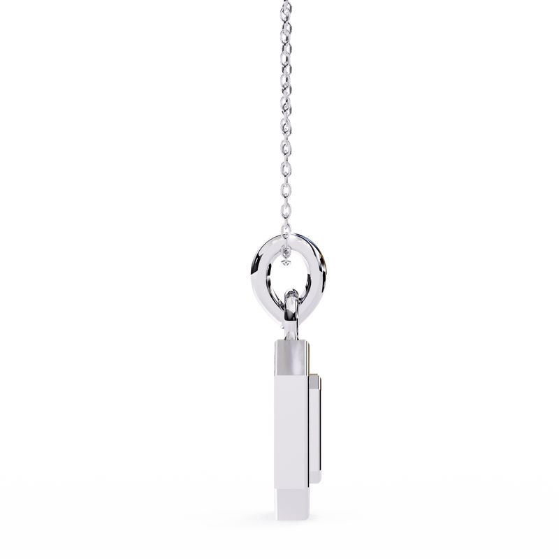 14K White Gold IGI Certified Round & Emerald Diamond Pendant – D-E Color, VVS–VS Clarity, Classic Bail