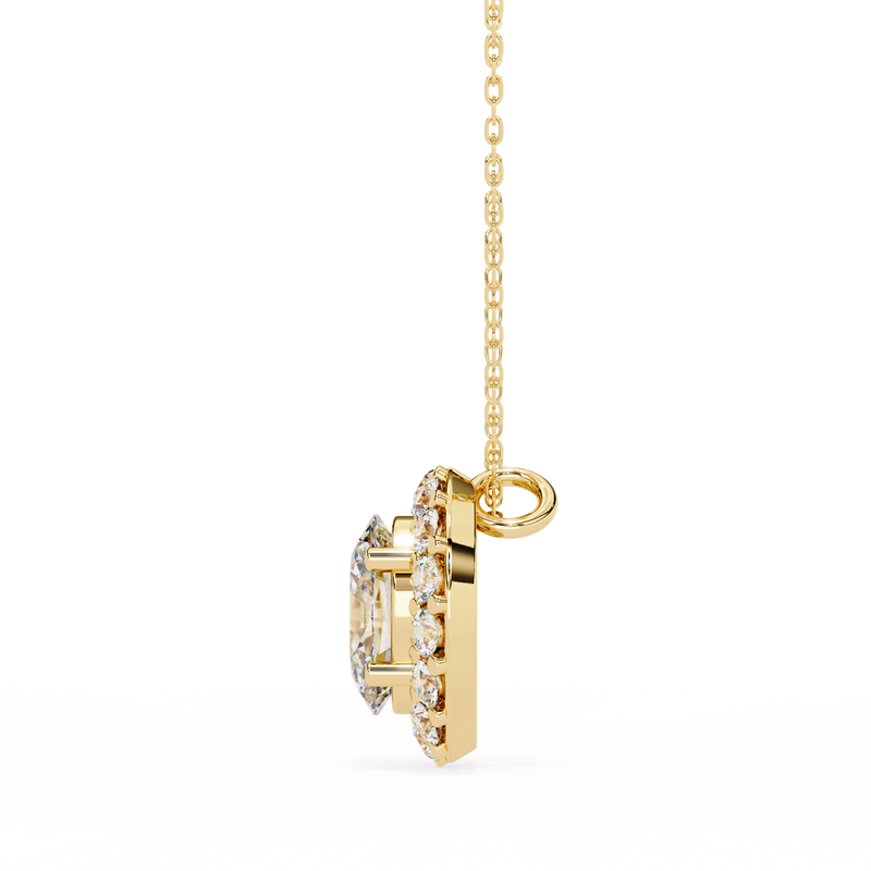 14K White Gold IGI Certified Oval Diamond Circle Pendant – D-E Color, VVS–VS Clarity, Rabbit Ear Bail