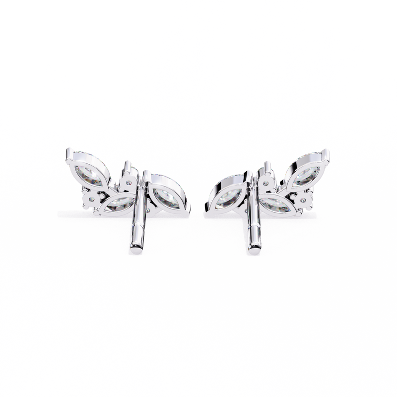 14K White Gold IGI Certified Marquise Diamond Cluster Earrings, D-E Color, VVS/VS Clarity