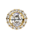 14K White Gold IGI Certified Oval Diamond Circle Pendant – D-E Color, VVS–VS Clarity, Rabbit Ear Bail