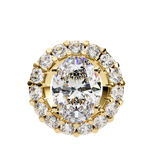 14K White Gold IGI Certified Oval Diamond Circle Pendant – D-E Color, VVS–VS Clarity, Rabbit Ear Bail