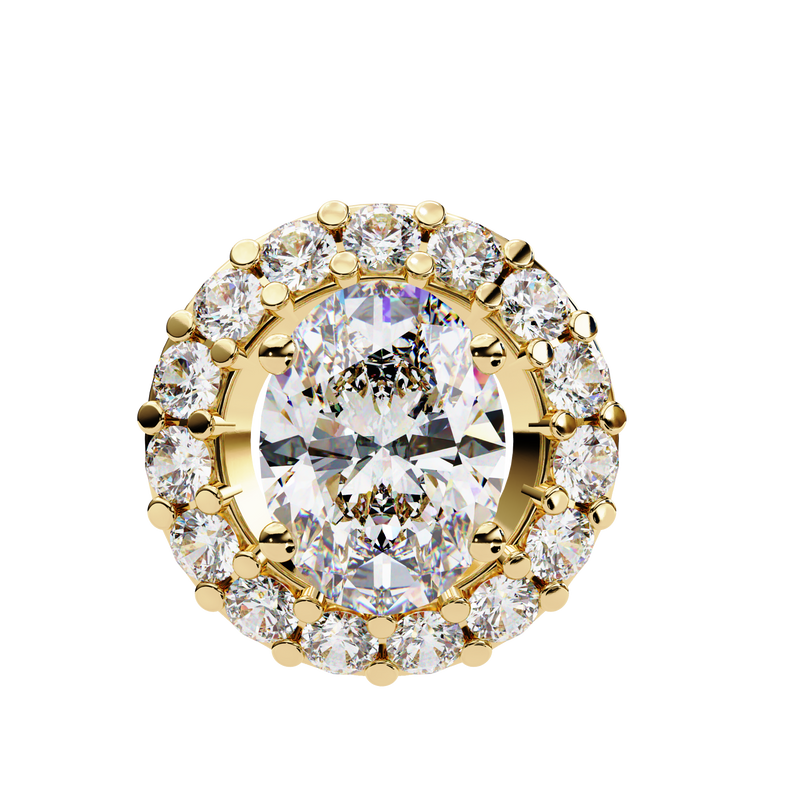 14K White Gold IGI Certified Oval Diamond Circle Pendant – D-E Color, VVS–VS Clarity, Rabbit Ear Bail