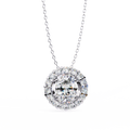 14K White Gold IGI Certified Oval Diamond Circle Pendant – D-E Color, VVS–VS Clarity, Rabbit Ear Bail
