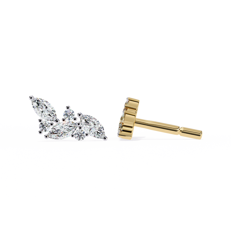 14K White Gold IGI Certified Marquise Diamond Cluster Earrings, D-E Color, VVS/VS Clarity