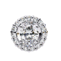 14K White Gold IGI Certified Oval Diamond Circle Pendant – D-E Color, VVS–VS Clarity, Rabbit Ear Bail