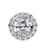 14K White Gold IGI Certified Oval Diamond Circle Pendant – D-E Color, VVS–VS Clarity, Rabbit Ear Bail