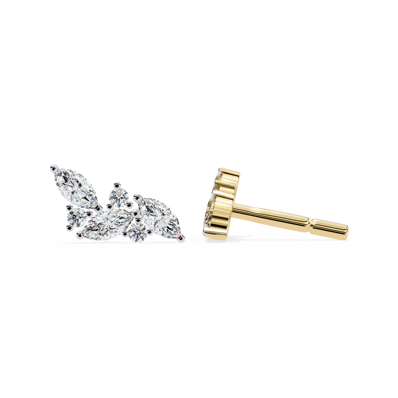14K White Gold IGI Certified Marquise Diamond Cluster Earrings, D-E Color, VVS/VS Clarity