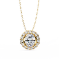 14K White Gold IGI Certified Oval Diamond Circle Pendant – D-E Color, VVS–VS Clarity, Rabbit Ear Bail
