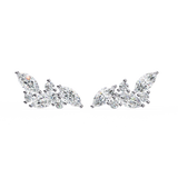 14K White Gold IGI Certified Marquise Diamond Cluster Earrings, D-E Color, VVS/VS Clarity