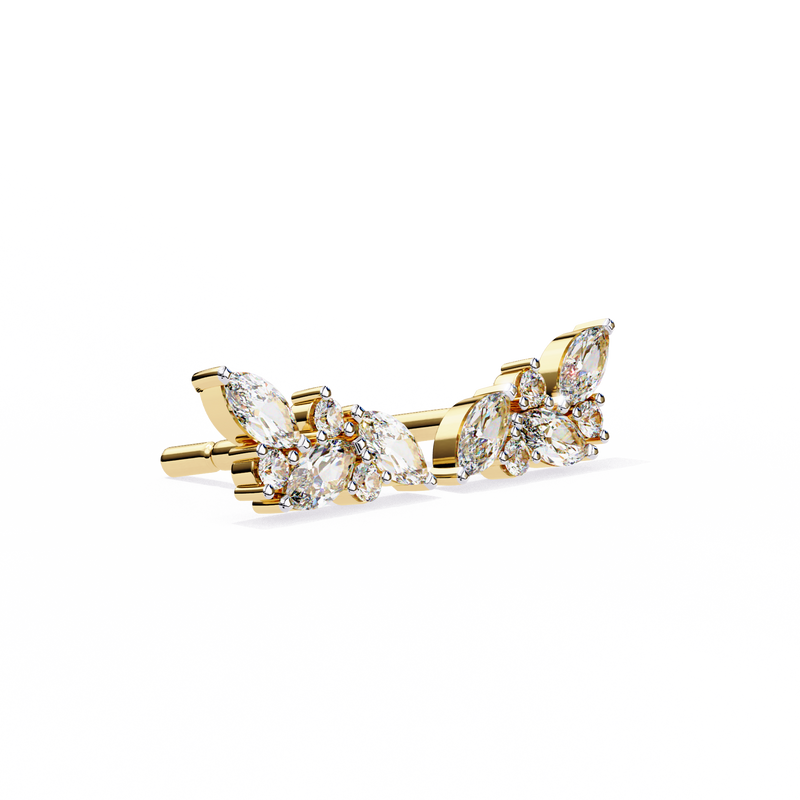 14K White Gold IGI Certified Marquise Diamond Cluster Earrings, D-E Color, VVS/VS Clarity