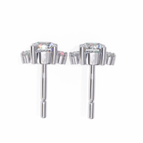 14K White Gold IGI Certified Round Diamond Flower Cluster Earrings, D-E Color, VVS/VS Clarity