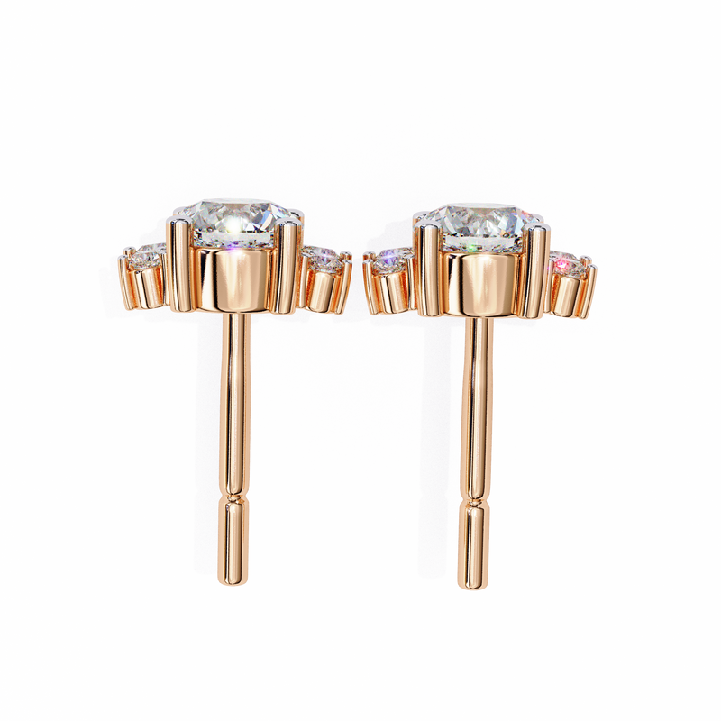 14K White Gold IGI Certified Round Diamond Flower Cluster Earrings, D-E Color, VVS/VS Clarity