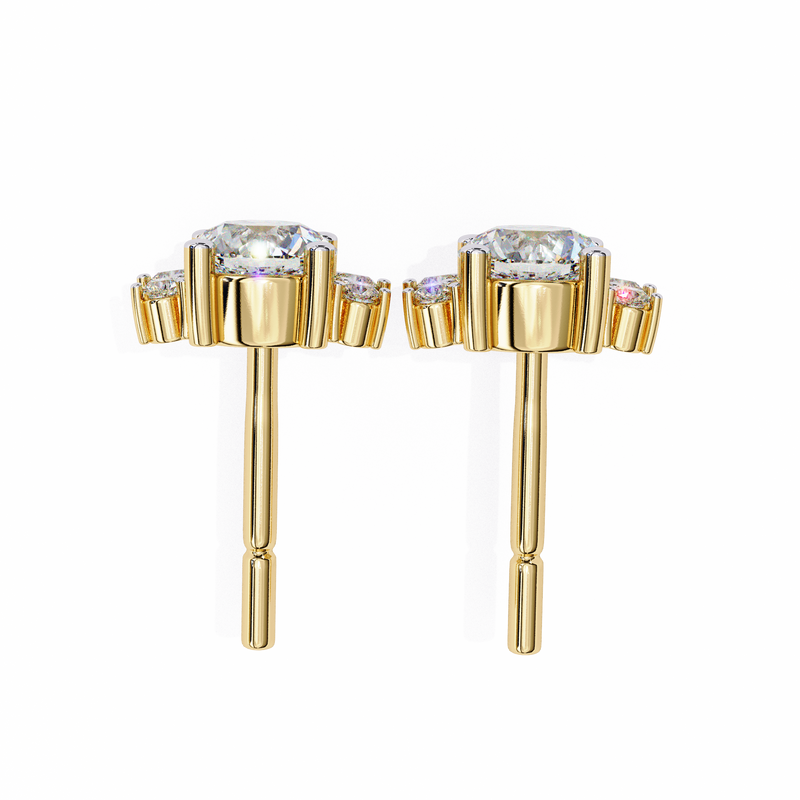 14K White Gold IGI Certified Round Diamond Flower Cluster Earrings, D-E Color, VVS/VS Clarity
