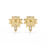 14K White Gold IGI Certified Round Diamond Flower Cluster Earrings, D-E Color, VVS/VS Clarity