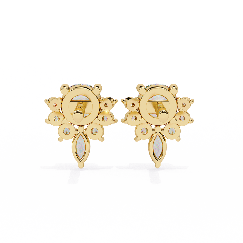 14K White Gold IGI Certified Round Diamond Flower Cluster Earrings, D-E Color, VVS/VS Clarity
