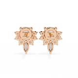14K White Gold IGI Certified Round Diamond Flower Cluster Earrings, D-E Color, VVS/VS Clarity