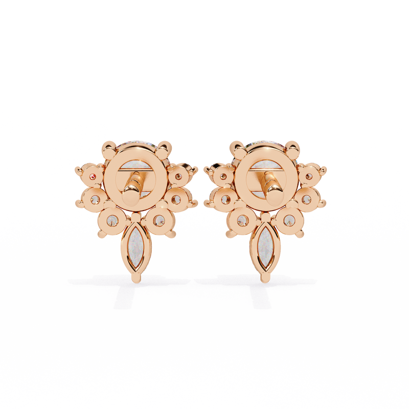 14K White Gold IGI Certified Round Diamond Flower Cluster Earrings, D-E Color, VVS/VS Clarity