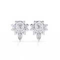 14K White Gold IGI Certified Round Diamond Flower Cluster Earrings, D-E Color, VVS/VS Clarity