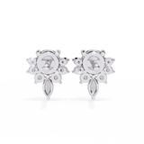 14K White Gold IGI Certified Round Diamond Flower Cluster Earrings, D-E Color, VVS/VS Clarity