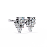 14K White Gold IGI Certified Round Diamond Flower Cluster Earrings, D-E Color, VVS/VS Clarity