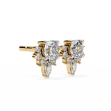 14K White Gold IGI Certified Round Diamond Flower Cluster Earrings, D-E Color, VVS/VS Clarity