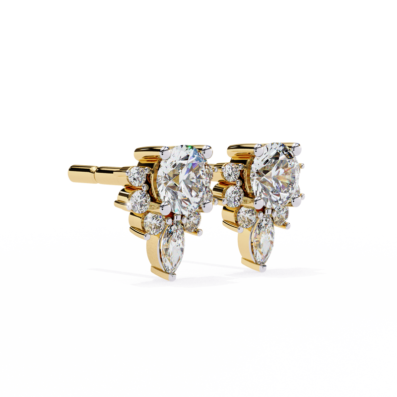 14K White Gold IGI Certified Round Diamond Flower Cluster Earrings, D-E Color, VVS/VS Clarity