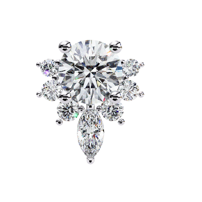 14K White Gold IGI Certified Round Diamond Flower Cluster Earrings, D-E Color, VVS/VS Clarity
