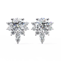 14K White Gold IGI Certified Round Diamond Flower Cluster Earrings, D-E Color, VVS/VS Clarity