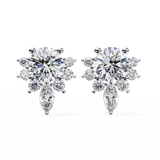 14K White Gold IGI Certified Round Diamond Flower Cluster Earrings, D-E Color, VVS/VS Clarity