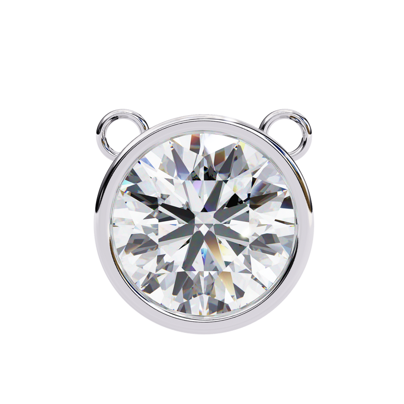 14K White Gold IGI Certified Round Diamond Solitaire Pendant – D-E Color, VVS–VS Clarity, Rabbit Ear Bail