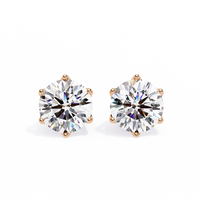 14K White Gold IGI Certified Round Diamond Millgrain Earrings, D-E Color, VVS/VS Clarity