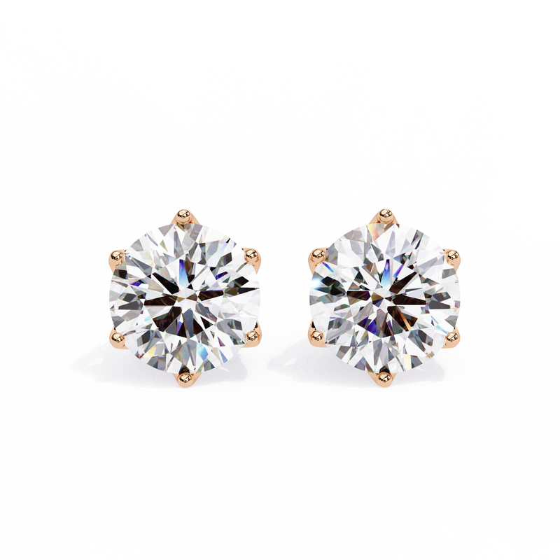14K White Gold IGI Certified Round Diamond Millgrain Earrings, D-E Color, VVS/VS Clarity
