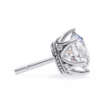 14K White Gold IGI Certified Round Diamond Millgrain Earrings, D-E Color, VVS/VS Clarity