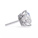 14K White Gold IGI Certified Round Diamond Millgrain Earrings, D-E Color, VVS/VS Clarity