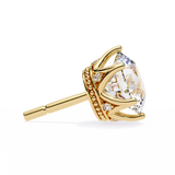 14K White Gold IGI Certified Round Diamond Millgrain Earrings, D-E Color, VVS/VS Clarity